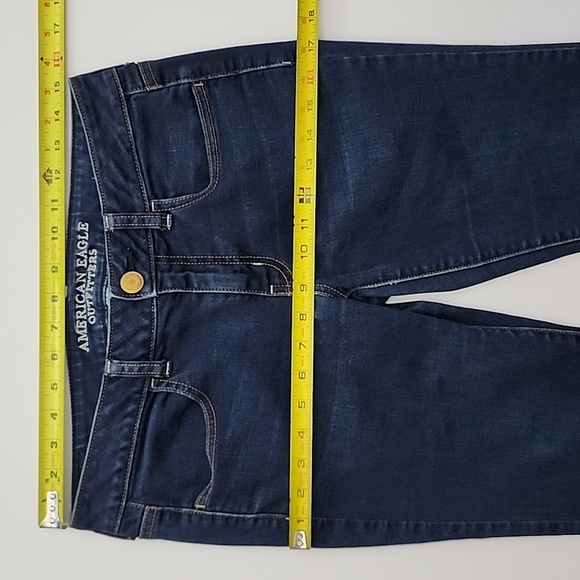 American Eagle Women's Denim Super Stretch Dark Blue Jeans Jegging Size 6 Reg - Picture 9 of 11